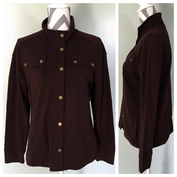 Ralph Lauren Jackets & Blazers - RALPH LAUREN Brown Soft Cotton Zip Button Jacket